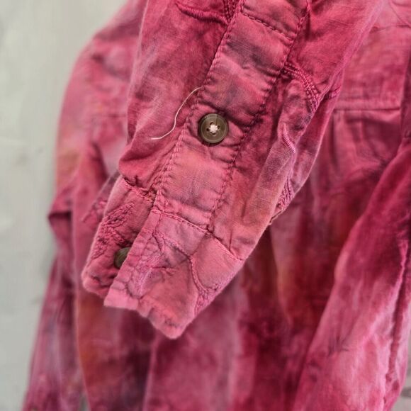Pilcro Shirt Womens XS Pink Button Embroidered Tie Dye Watercolor Pilcro - Picture 11 of 13